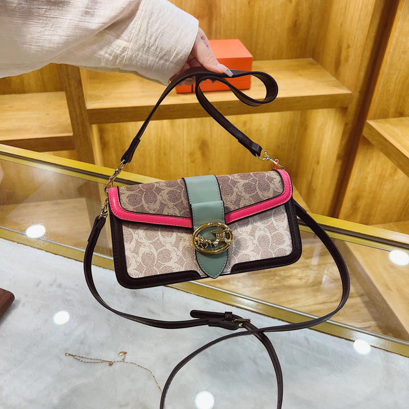 Designer High-End Feel for Women 2025 New Fashion Color-Block Stylish Small Square Elegant Shoulder Crossbody Light Luxury Women's Bag