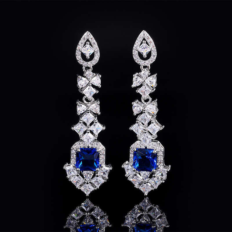 New Jewelry Accessories Colorful Gemstone Earrings High-End Studs Blue Women's Style C68