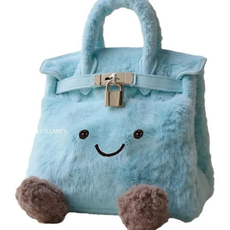 Jelly Or Cute Tote Bag Portable Plush Large Capacity Handbag Blue Bag Girl Gift