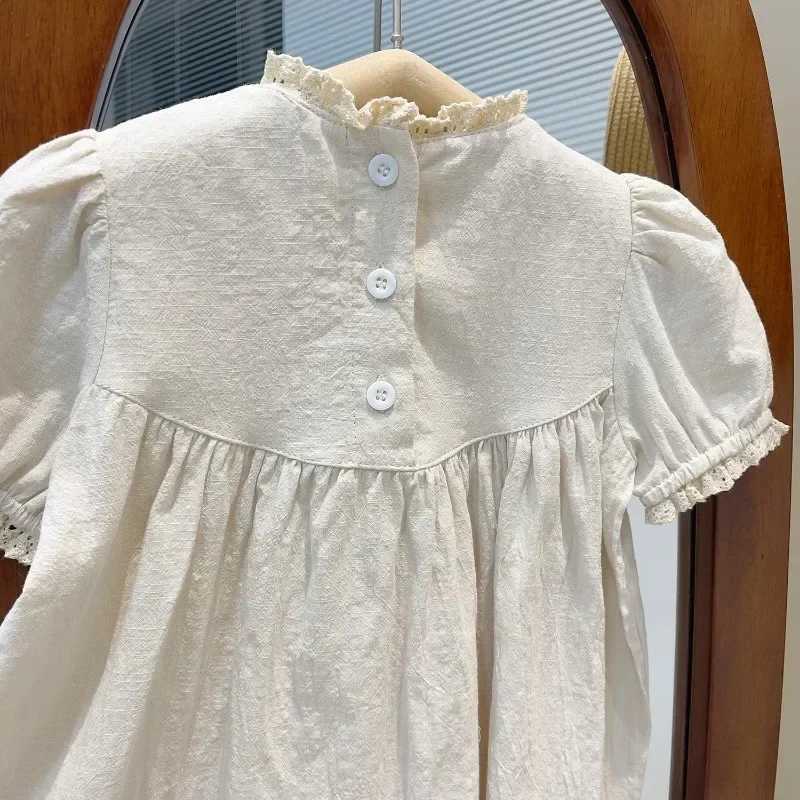HoneyCherry Summer Girls Cotton Embroidery Dress New Cute Sweet Bubble Sleeve Princess Dresses Girl Clothes R250707