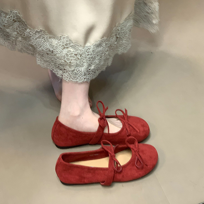 Evening Breeze Flat Ballet French Style Double Bow Mary Jane Early Designer Spring Women's to Match Dress Single Shoes