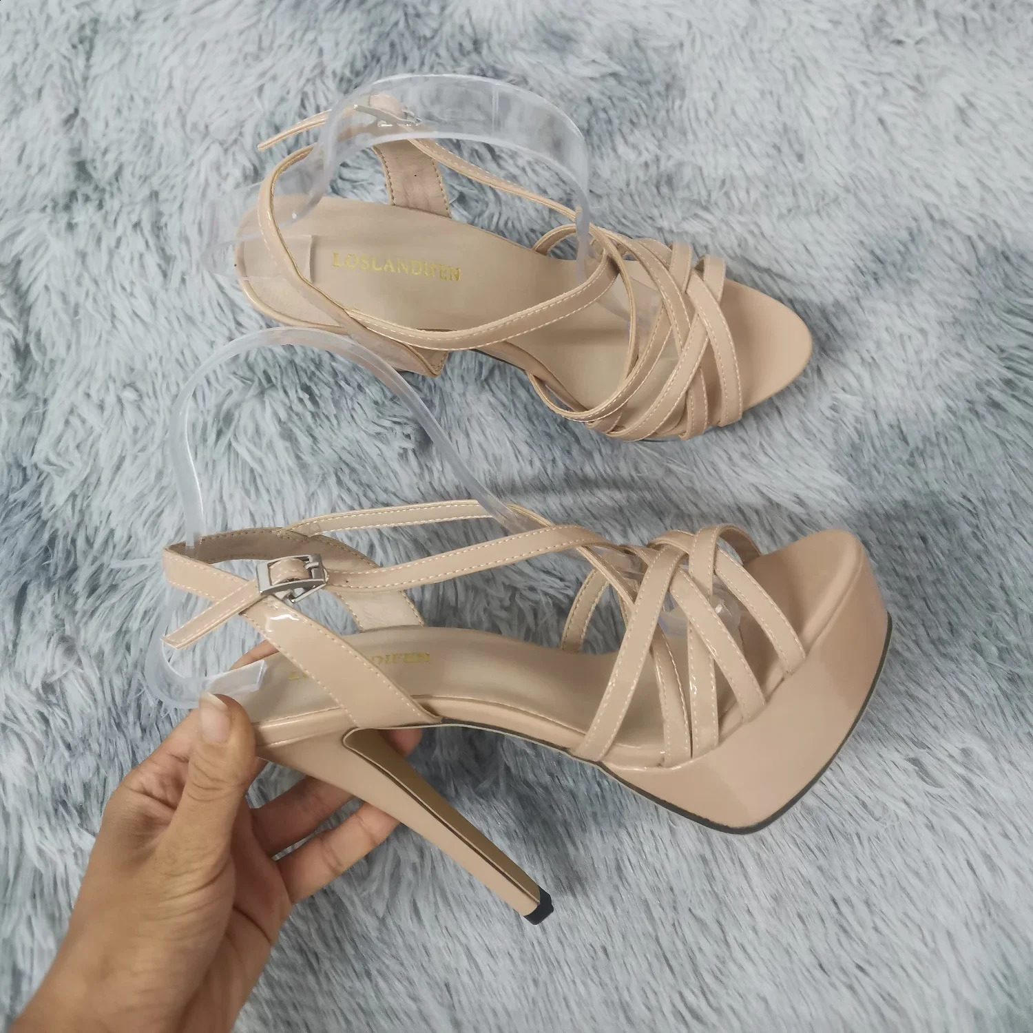 Women Sandals 14CM Super Sexy Platform High Heels Ankle Strap Open Toe Sanke Gladiator Party Dress Shoes 250703