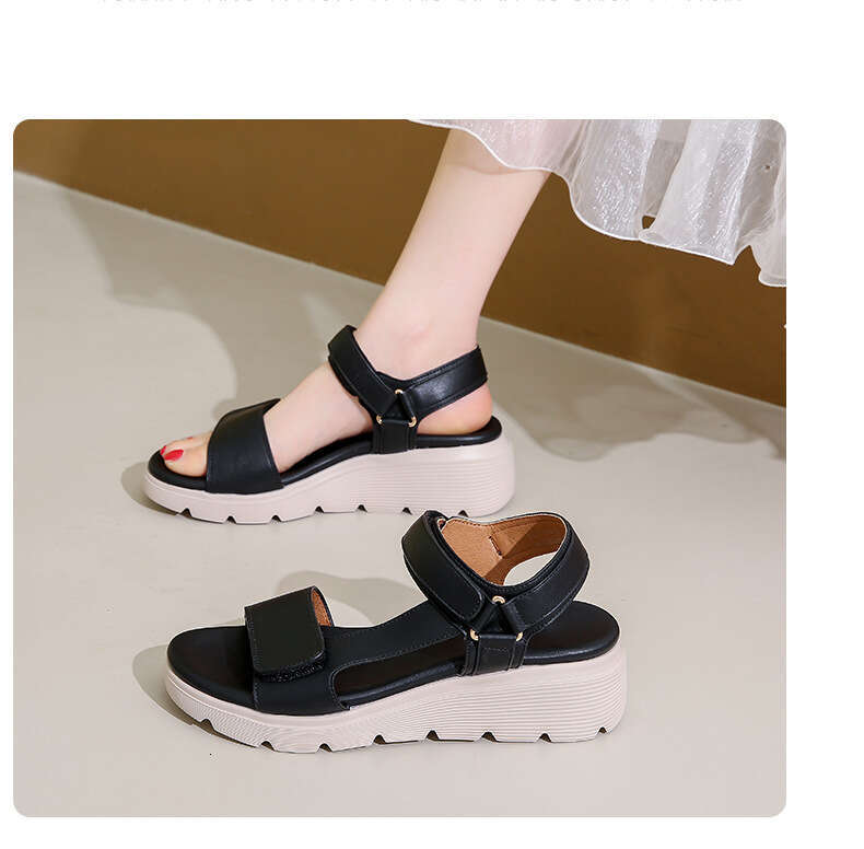 Plus Size Ladies 2025 Summer New Magic Tape Colorful Sandals for Women