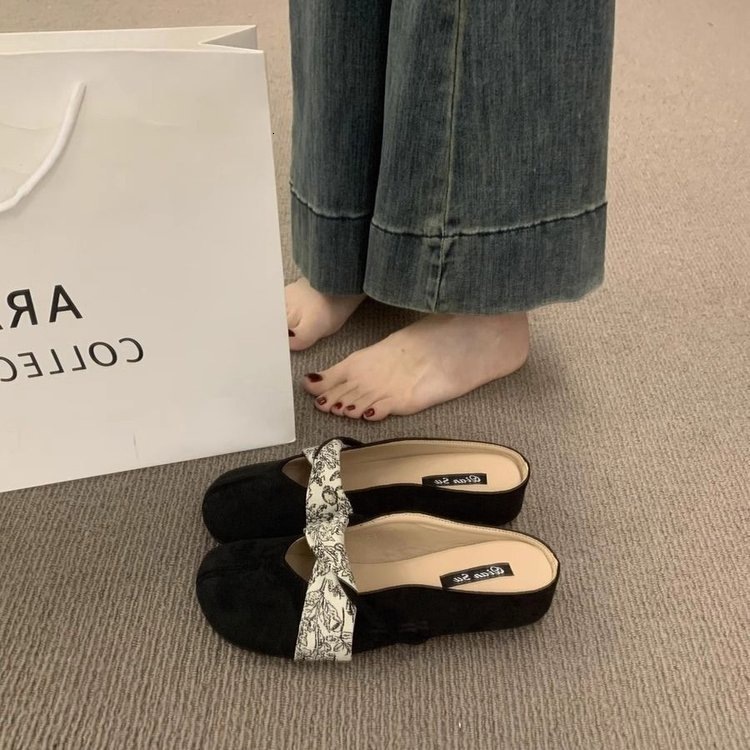Forest Style Artistic Designer Half Slippers for Women 2025 Spring Summer Outdoor Slip-On Lazy Flat German Training Shoes