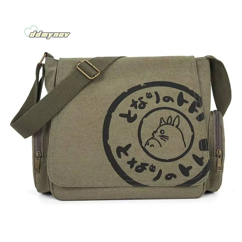 Vintage Cartoon Canvas Messenger Large Capacity Tote Bag Women Shoulder Handbag ddmynov