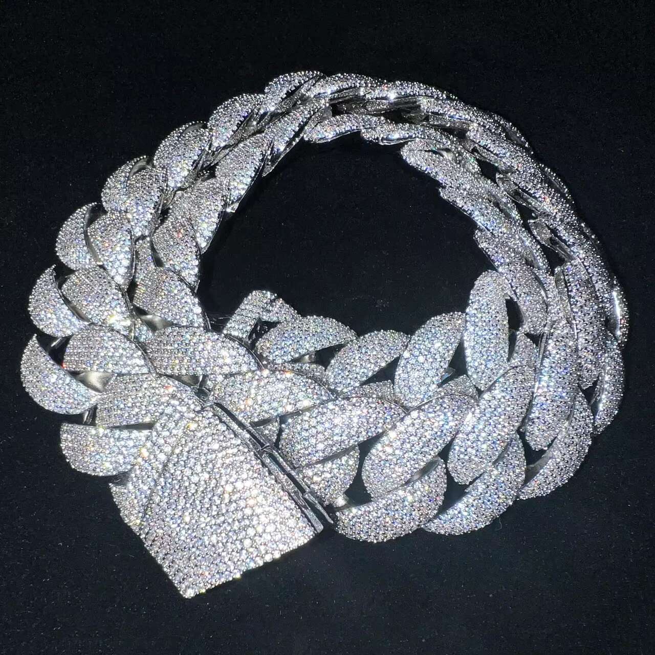 Iced Out Necklace Jewelry Moissanite Heavy Chain 18k Gold Plated 5 Row Diamond 22mm Curb Cuban Link Chain for Men