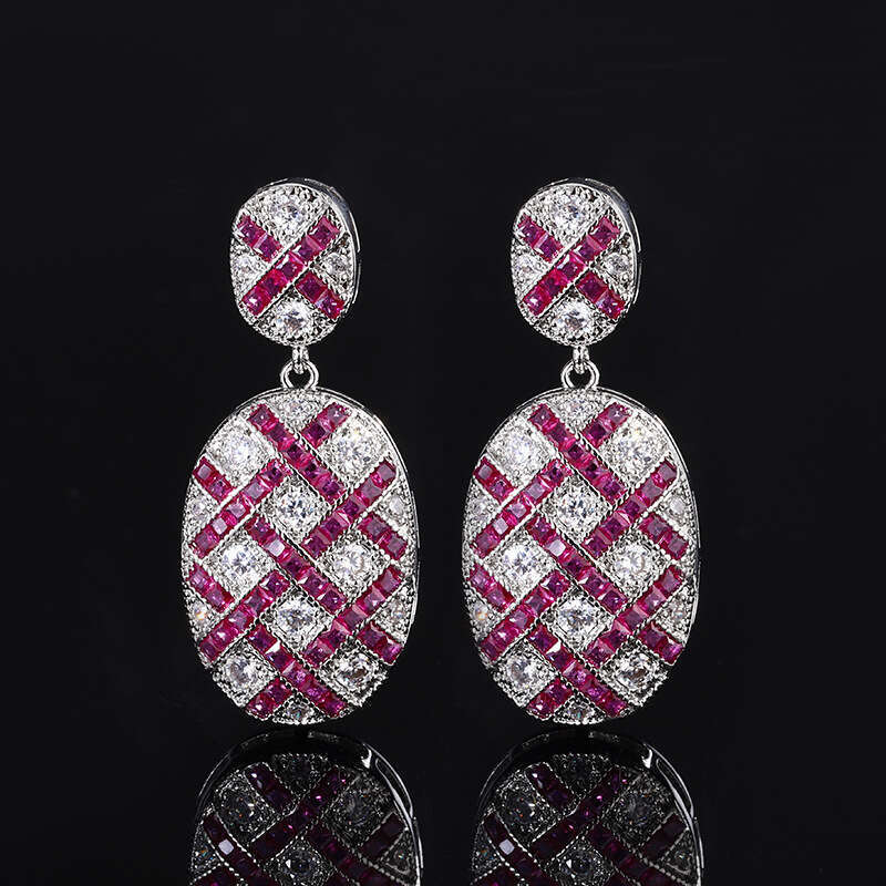 New Style Wind Cover Decorations Jewelry S Sier Needle Earrings Necklace Ring Red Women's 5E5