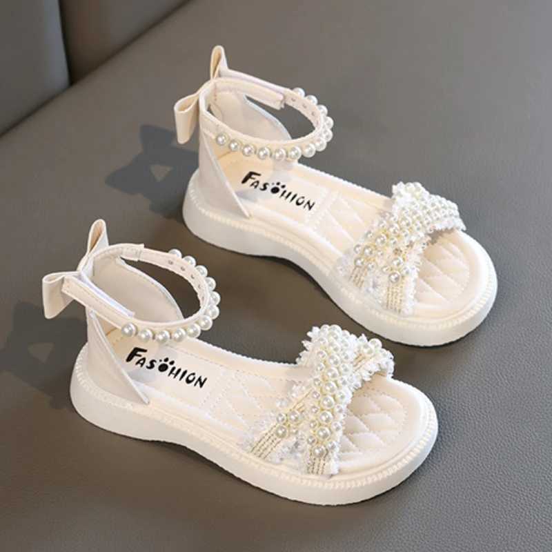 Childrens Sandals Summer Girls Princess Causal Bowtie Roman Sandals Fashion Sweet Kid Party Non-slip Open-toe Sandals Hook Loop R250707