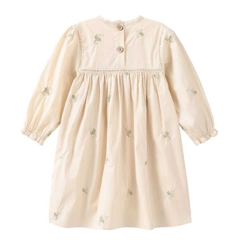 Vintage Floral Embroidery Girls Dress Casual Dresses for Girls Spring Cozy Toddler Princess Party Dress Childrens Dresses R250707