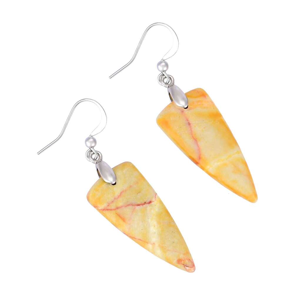 Imperial Jasper Triangle Earrings Natural Stone Bohemian Women's Gift