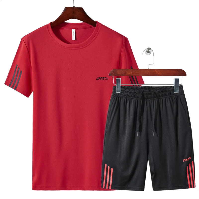 Summer style running sportswear set - fitness quick-drying sport short-sleeved five-pocket shorts sportswear set 250707