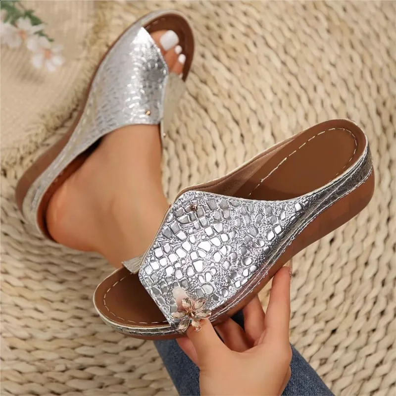 Sandal Shoes Summer Platform Heels Woman Slip On Wedge Womens Sandals Soft Slippers Footwear Female 250703