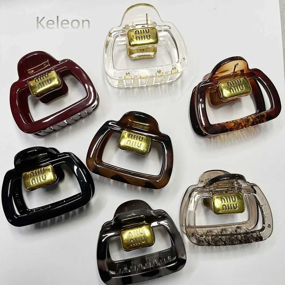 Leopard Print Hair Claws Clips Crab Clamps Women Girls Medium Geometric Square Ponytail Holder Hair Barrettes Hair Accessories Z250707
