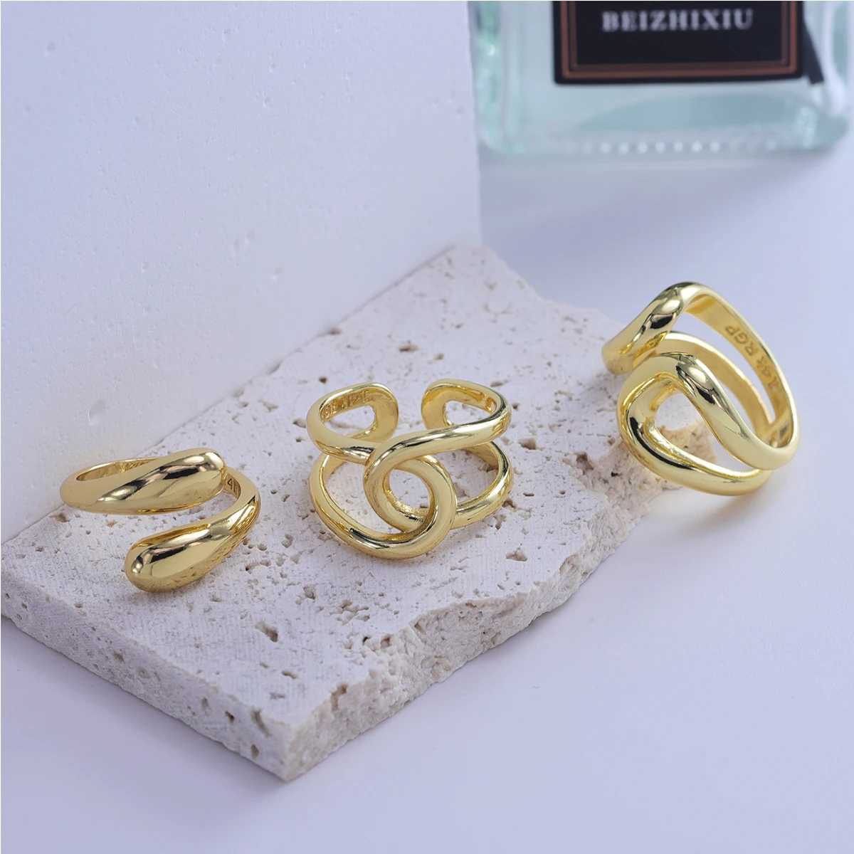 VENTFILLE 925 Sterling Silver 14K Gold Geometry Ring for Women Girl Minimalism High Quality Punk Classic Jewelry Gift Dropship XJ250707