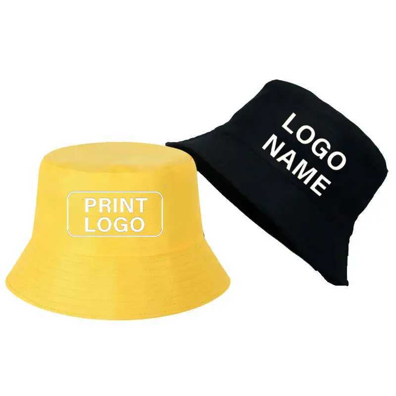 Custom Text Solid Reversible Bucket Hats Men Women Outdoor Fisherman Caps Beach Fishing Hat Unisex Panama Hat Y250707