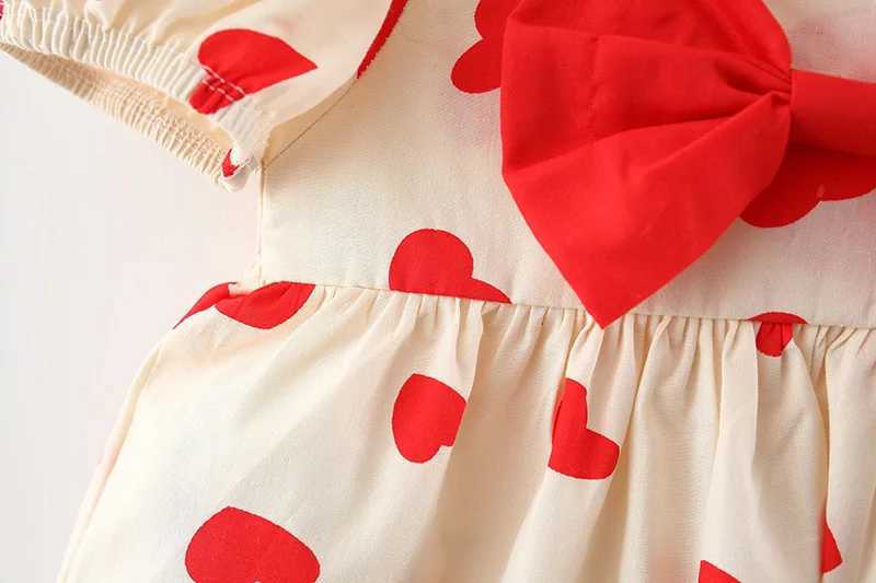 Heart Toddler Girls Baby Clothes Spring Summer Floral Dresses Costume Girls Baby Clothing Straight Long Sleeve Dress R250707