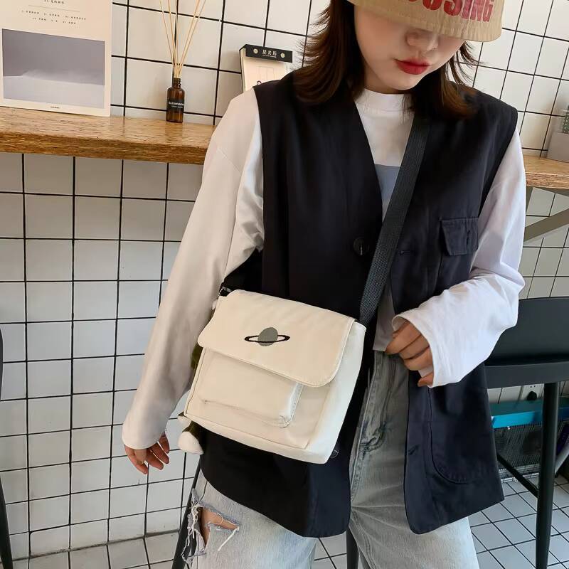 Casual Collage Student Messenger Small Canvas Shoulder Bag For Women Print Crossbody Bags Bolsas Sac ddmynov