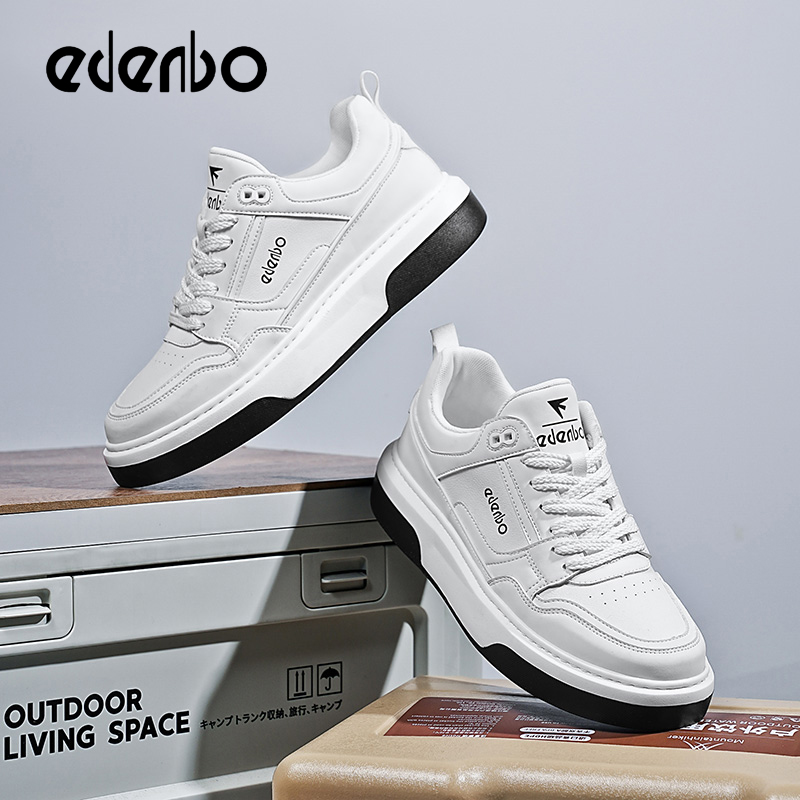 Edenbo men's shoes 2025 new seasons trendy all-match color matching casual sneakers leather thick-soled trendy shoes for men