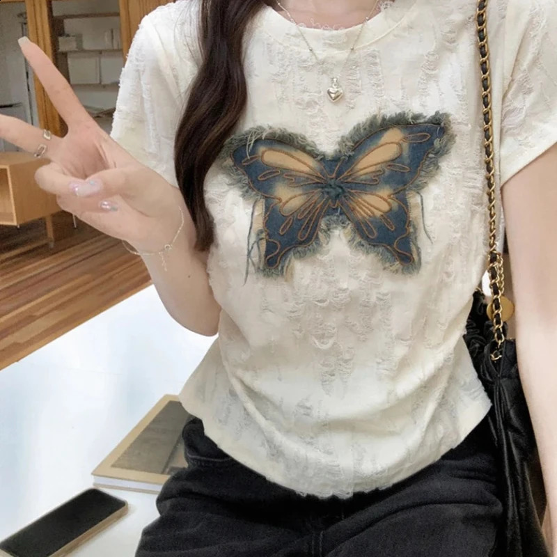 Short Sleeve Woman Tops Graphic T Shirt for Women Yk2 Korean Y2k Clothes Clothing Female Harajuku Fashion Japanese Vintage Emo 250707