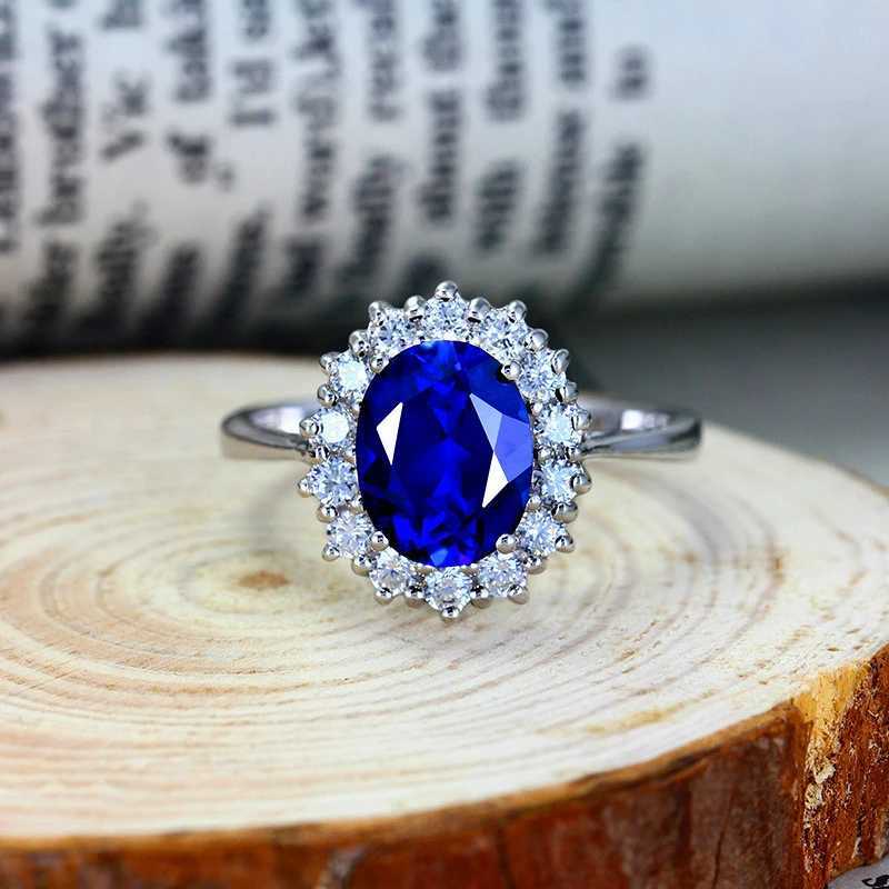 Luxury Princess Diana 925 Sterling Silver Engagement Ring Ruby Natural Amethyst Citrine Blue Sapphire Topaz Bridal Wedding Rings XJ250707