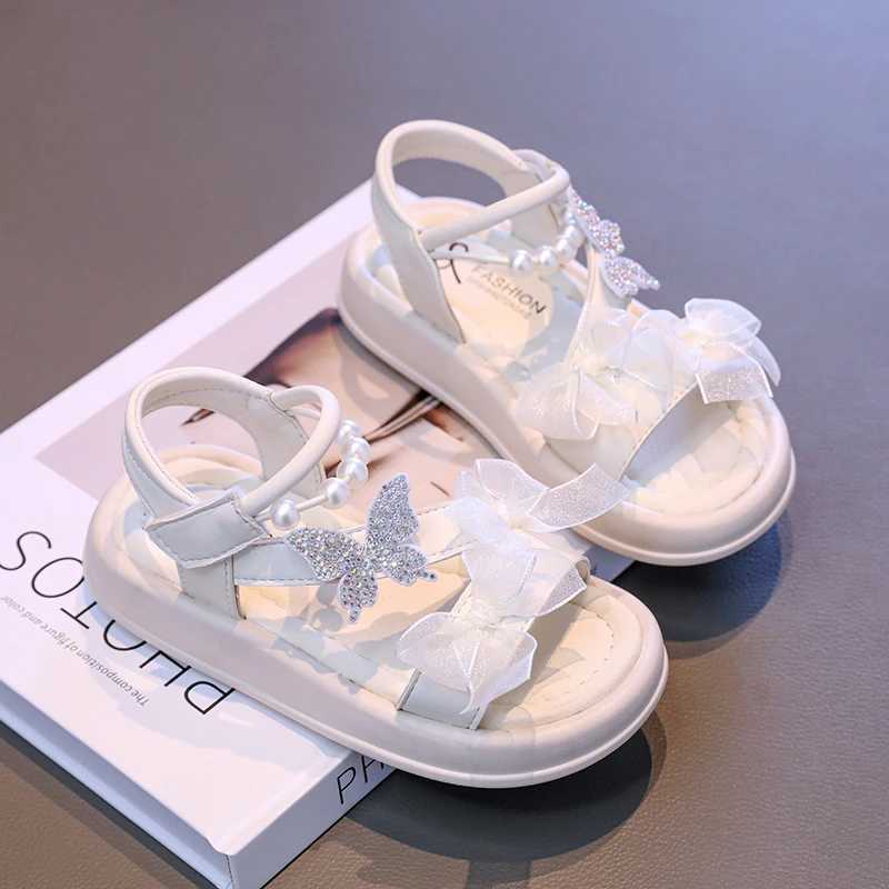 100% Cotton Linen Cotton Linen Cotton Dress Shoes Elegant Lace Pearl Childrens Summer Sandals New Sweet Fashion Kids Causal Wedding Party Sandals R250
