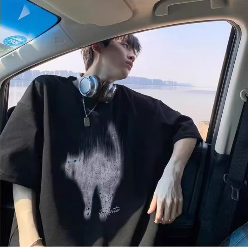 2025 Summer New Women's T-shirt Fashionable Cat Print Short Sleeved T-shirt For Men And Women Loose Summer Couple T-shirt Top New Designer T-shir