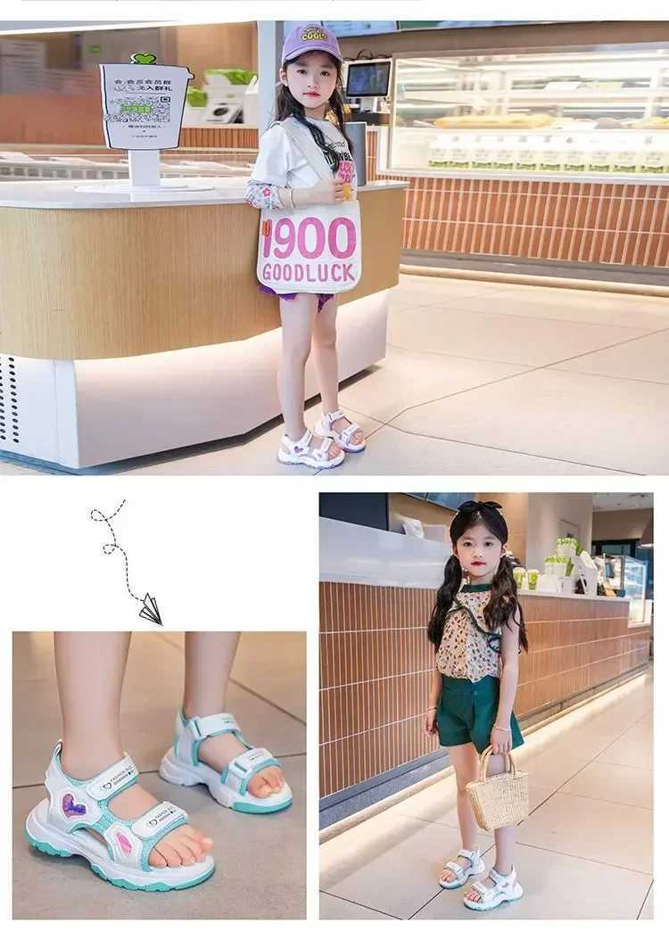 2025 New Summer Girls Sandals Kids Princess Beach Shoes for Vacation Soft Sole Anti-Slip Girls Candy Color Flats Wear-Resistant R250707