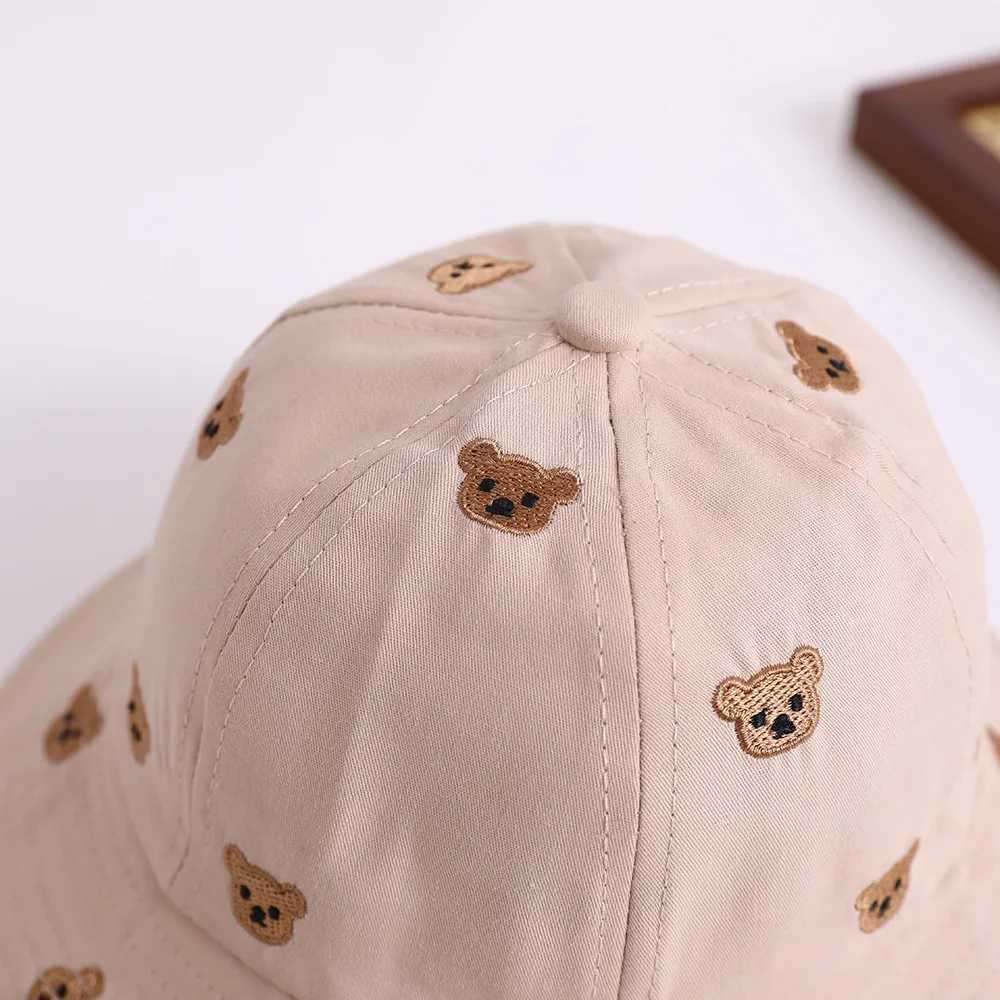 Embroidered Bear Kids Bucket Hat New Spring Baby Boys Girls Sunshade Hat Lovely Outdoor Summer Baby Hat Fishing Cap For 1-3Y Y250707
