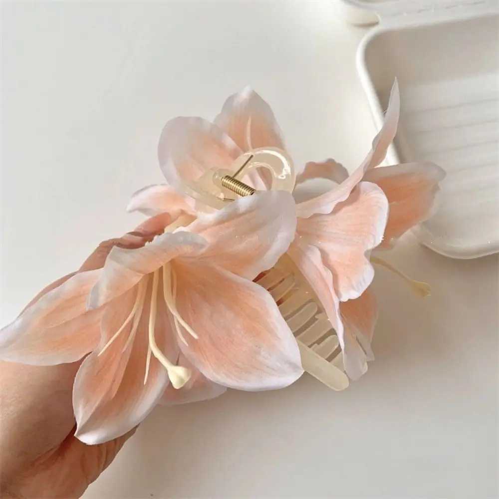 Fashion Purple Lily Flower Hair Shark Clip Super Fairy Plastic Hair Clips Headband Hair Accessories Y250707