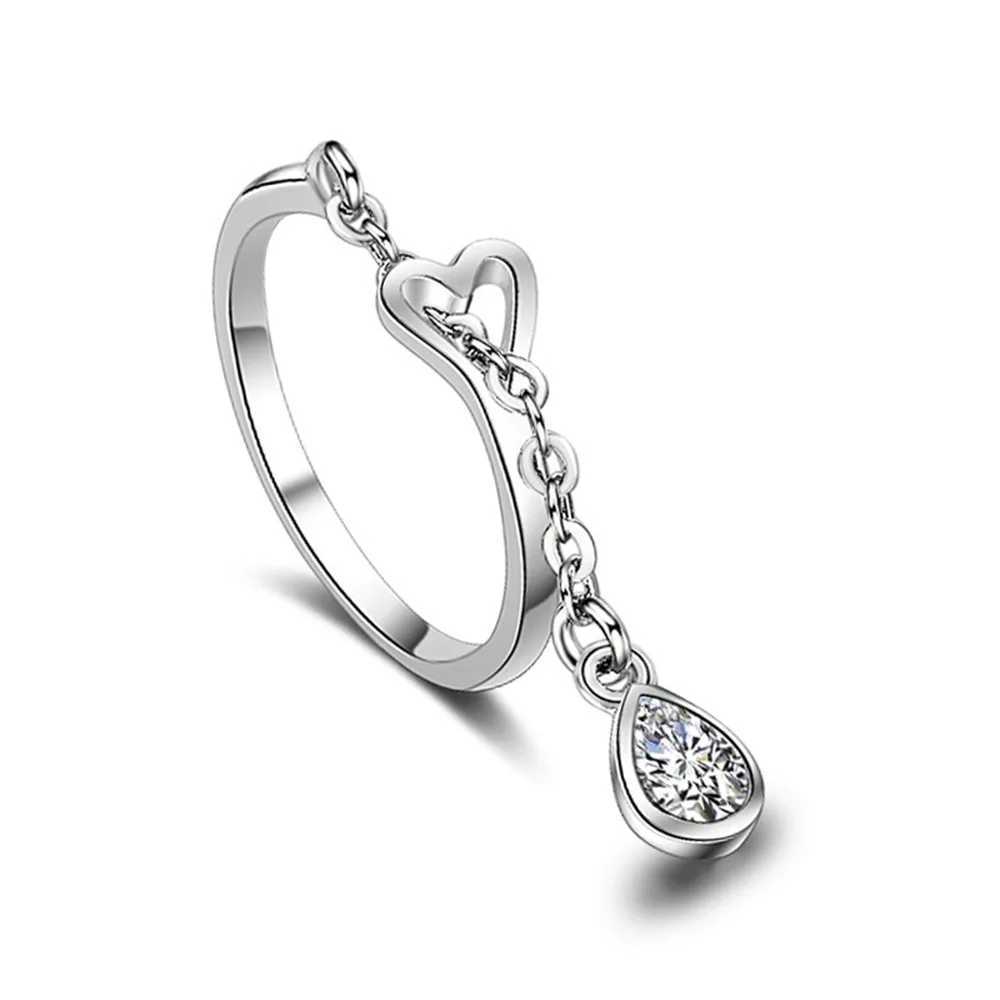925 Sterling Silver Rings For Women Water Drop PendantAdjustable Ring Luxury Jewelry Accessories Wholesale Jewelry XJ250707