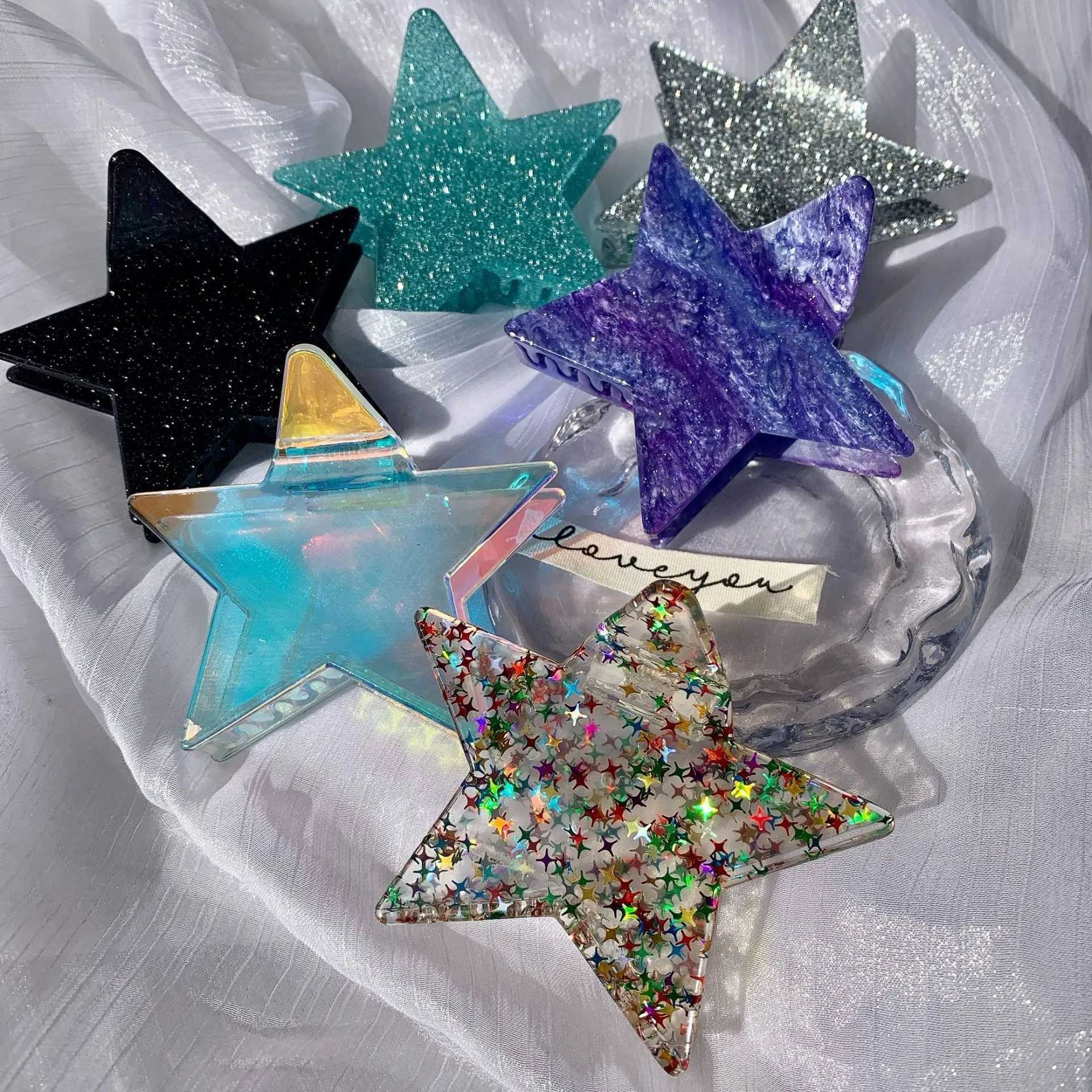 2K Star Hair Clips Acetate Hair Claw Clips Korea Large Claw Clip Cute Hair Claws Kawaii Hair Accessories For Girls Y250707