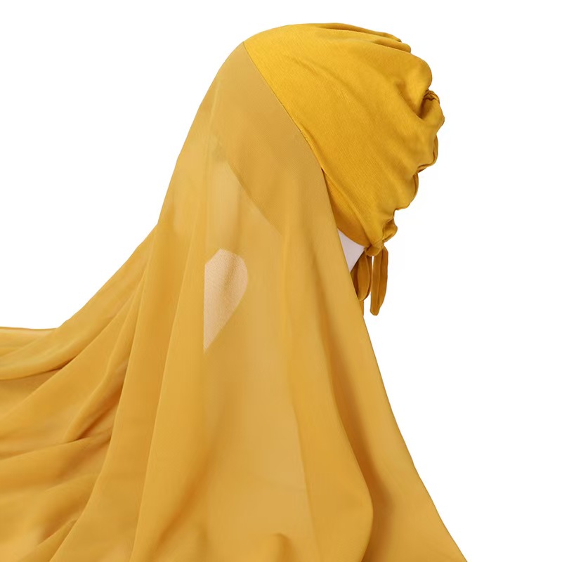 T1160 New Malaysia suit head scarf pearl chiffon plus elastic bottom hat scarf