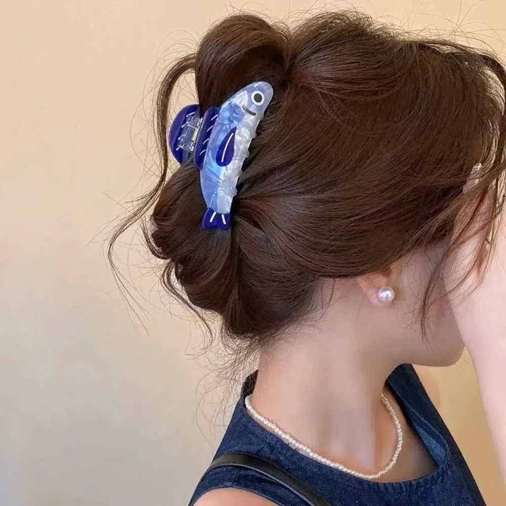 Cute Sardines Hair Claw Clip Cartoon Non Slip Hairpin Lightweight Acetate Hair Barrettes Women Z250707
