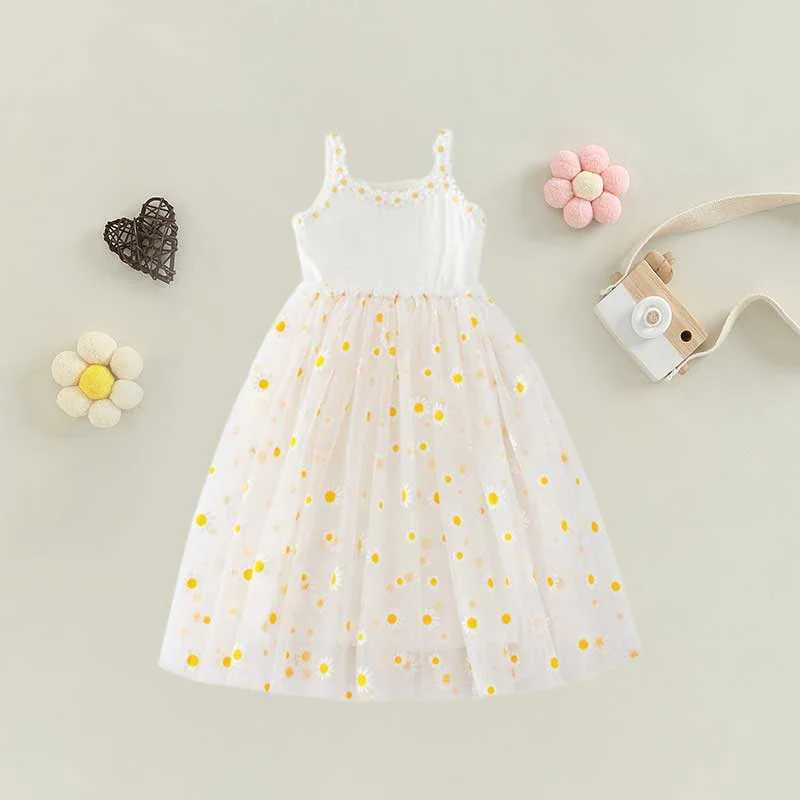 Summer Cute Daisy Princess Kid Baby Girls Dress Infant Puffy Sleeveless Floral Tulle Dress Birthday Party Sweet Vestido Clothes R250707