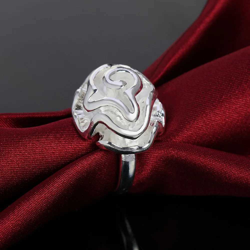 Popular Woman Jewelry 925 Sterling Silver Rose Flower Finger Rings Size 7 8 9 Fashion Wedding Party Brands Girl Holiday Gifts XJ250707