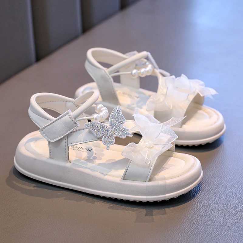 100% Cotton Linen Cotton Linen Cotton Dress Shoes Elegant Lace Pearl Childrens Summer Sandals New Sweet Fashion Kids Causal Wedding Party Sandals R250