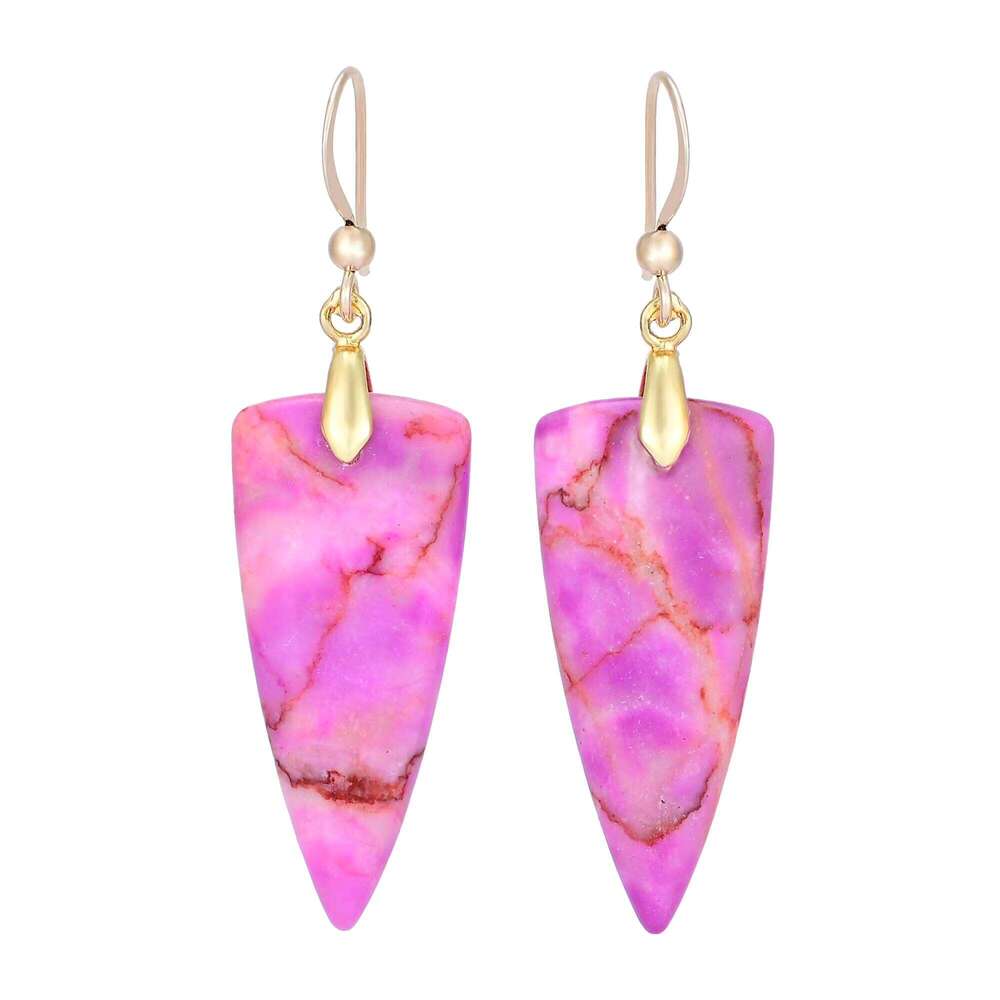 Imperial Jasper Triangle Earrings Natural Stone Bohemian Women's Gift