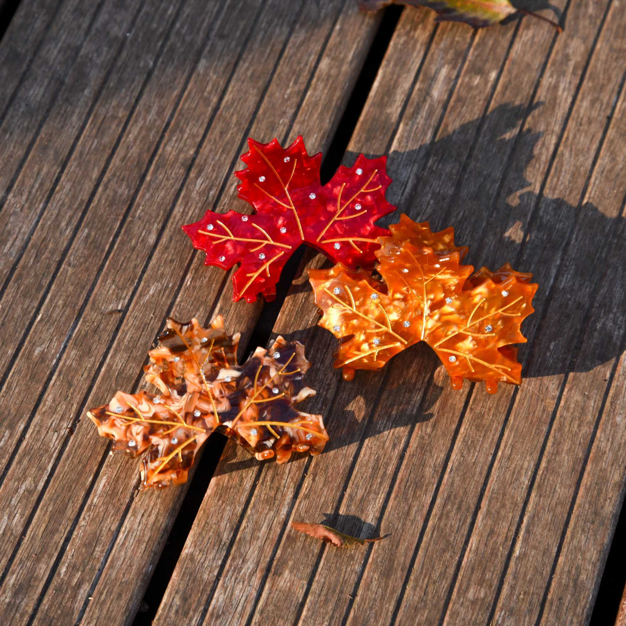 Muweordy NEW Autumn Maple Leaves Hair Claw Elegant Temperament Eco-Friendly Acetate Claw Clips Hair Accessories for Women Girls Z250707