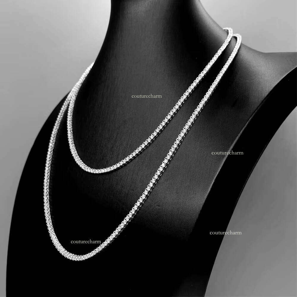 2mm Sier Iced Out for Women Men Jewelry Pass Tester Moissanite Tennis Chain Necklaces