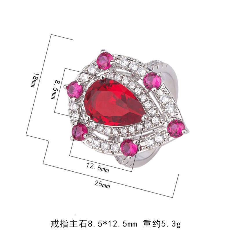 2022 Water Drop Pink Inlaid Zircon Ring Wedding Elegant Diamond Jewelry Fa5