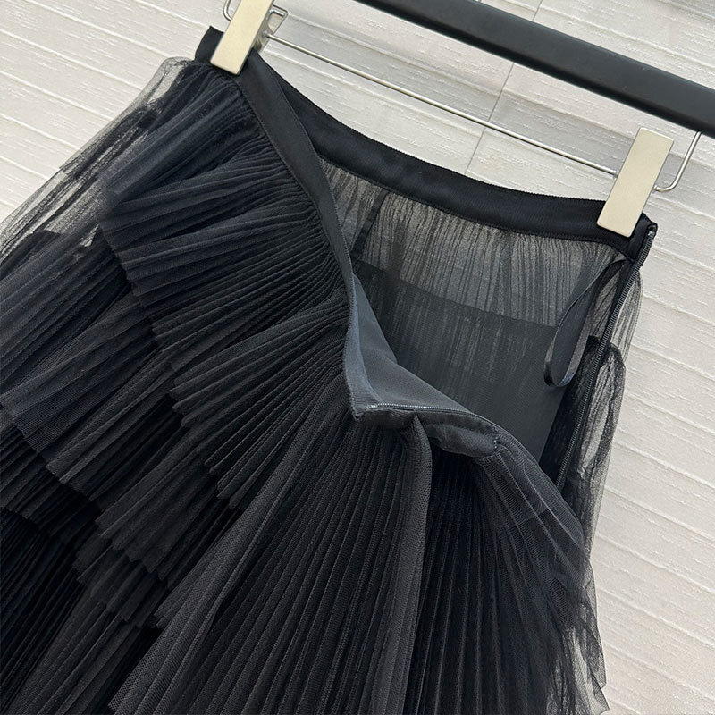 Ladies Chiffon Silk Asymmetrical Skirt - Classic Designer Premium Raw Hem Skirt, Two Colors Luxury Breathable & Coastal Escape S0720