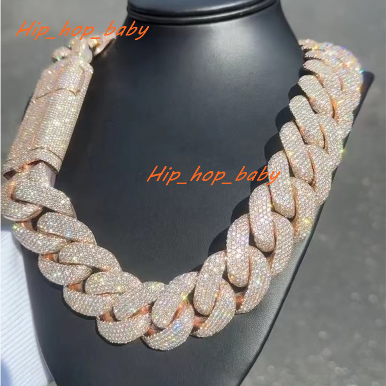 Big Size 30mm Hip Hop Jewelry Iced Out Miami Cuban Chain S925 Sterling Silver VVS Moissanite Rapper Cuban Link Chain Necklace