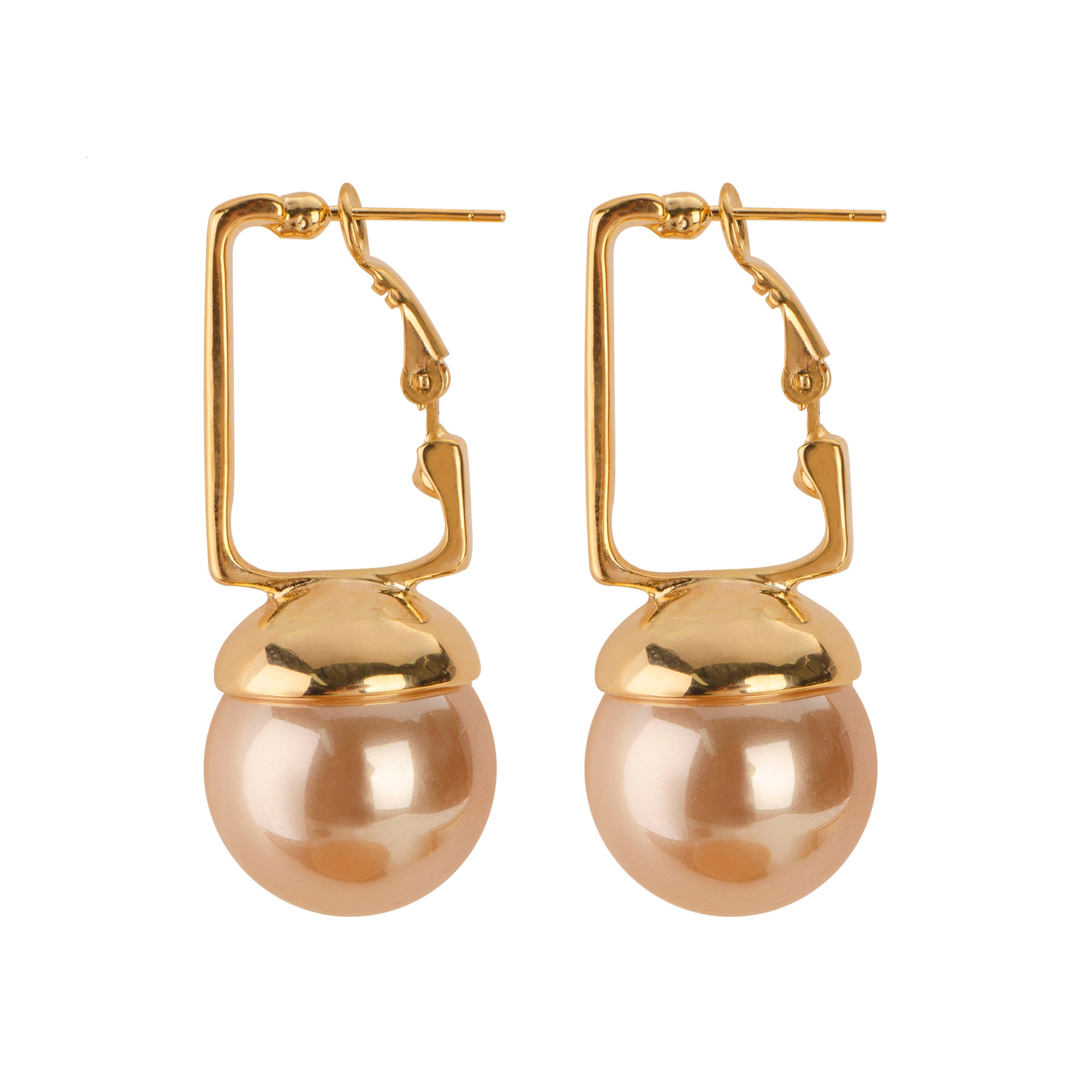 Fashion Pearl Light High-end Feel Slimming for Square and Round Faces Non-fading Sier Needle Earrings