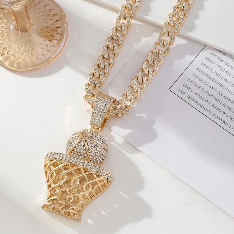 Hip Hop Rhinestone Number 23 Basketball Pendant Necklace Iced Out Chain Sports Necklaces For Men And Women Jewelry Gift 250707