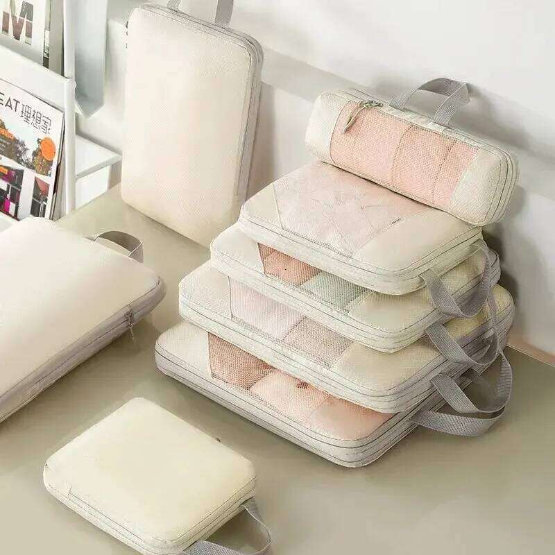 Storage Compressible Packing Cubes Carry on Travel Suitcase Lage Organizer Foldable Waterproof HandbagTravel Bag