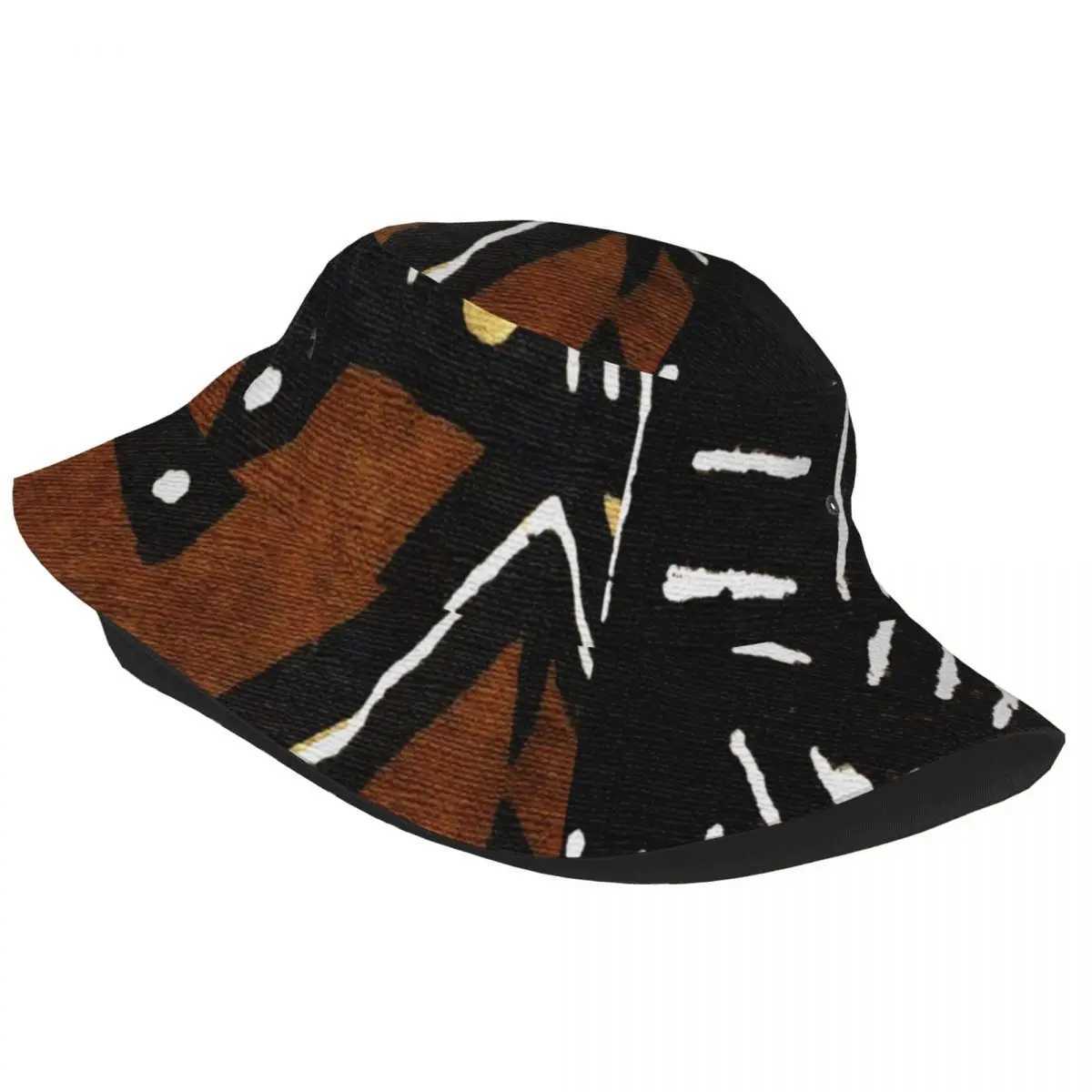 Unisex Bucket Hats Contemporary African Mud Cloth Spring Picnic Headwear Foldable Outdoor Fishing Cap Ancient Bob Gifts Idea Y250707