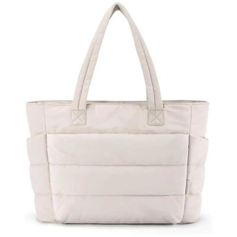 Womens Bag Solid Color Tote Bag Commuting College Padded Shoulder Bag Leisure Simple Female Handbags for Travel
