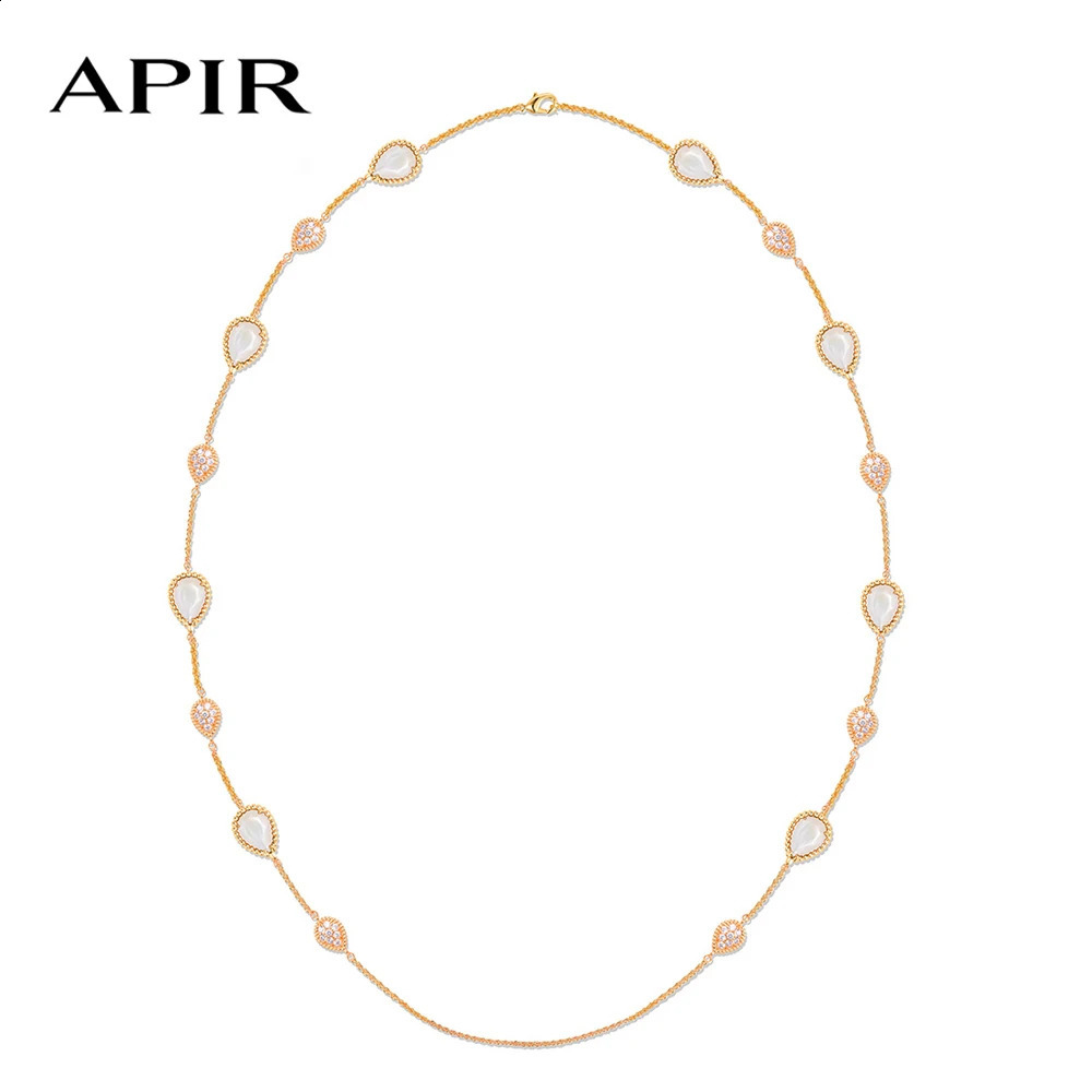 5A Zircon Shell Gemstone Teardrop Bohemian Style Sweater Chain Long Necklaces Gifts for Women Charm Graceful Necklace 250707