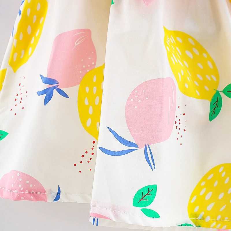 Baby Girl Dresses Summer Bow Fruit Print Girls Dresses Cute Girls Beach Dresses with Hat R250707