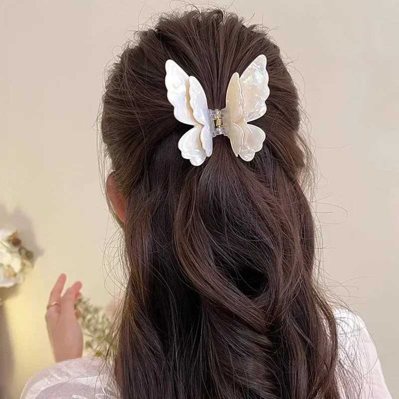 Fairy Butterfly Hair Claw Acetate Crab Hair Clip Women Sweet Princess Shark Clip Hairpin for Girls and Women Hair Accessories Y250707